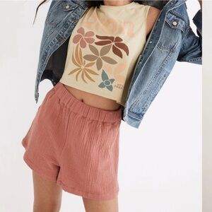 Madewell Gauze‎ Air Easy Lightspun Pull On Shorts Pink Beach Women’s Size Large